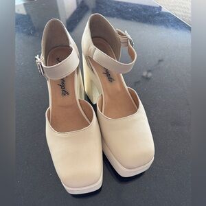Cream Ankle Strap Women's Shoes